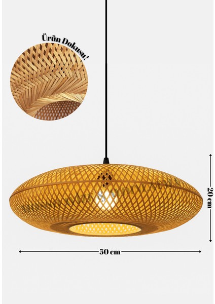 Panama Geniş Form El Yapımı Bambu Sarkıt Avize – 50 cm fırsatları