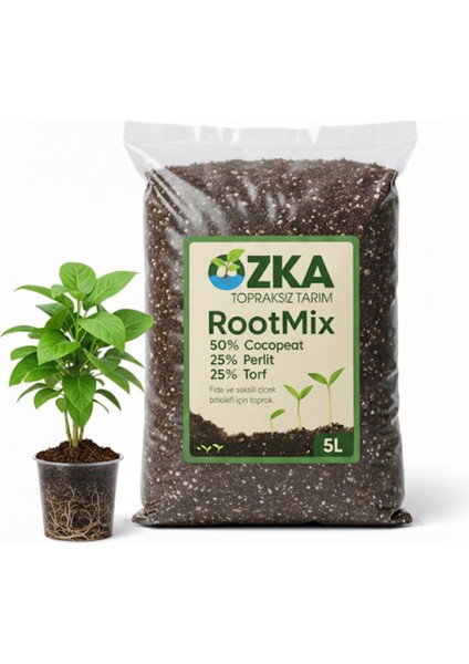 Rootmix 5l Fide ve Çiçek Toprağı – Cocopeat, Perlit, Torf Karışımı, Saksı ve Bahçe Bitkileri Içi