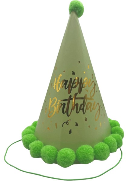 Şapka Ponponlu Varaklı Fıstık YEŞ.25CM Hapçbirt