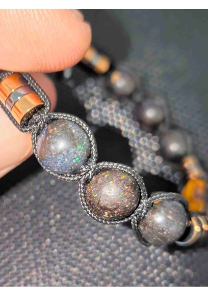Fosilli Natürel Baltık Damla Kehribar-9-10 mm Avustralya Siyah Opal -Mat Oniks-Hematit Doğaltaş Bileklik Takı Aksesuar Erkek Bileklik modelleri
