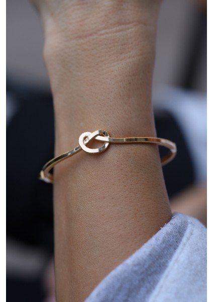 14 Ayar Altın Cimarlı Ajda Kalp Düğümlü Kelepçe fiyatları