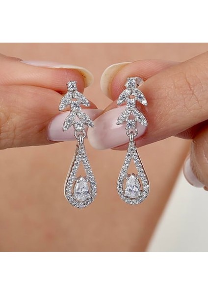 925 Ayar Tutkulu Damlalar Gümüş Küpe Pırlanta Montür Özel Hediye Paketli