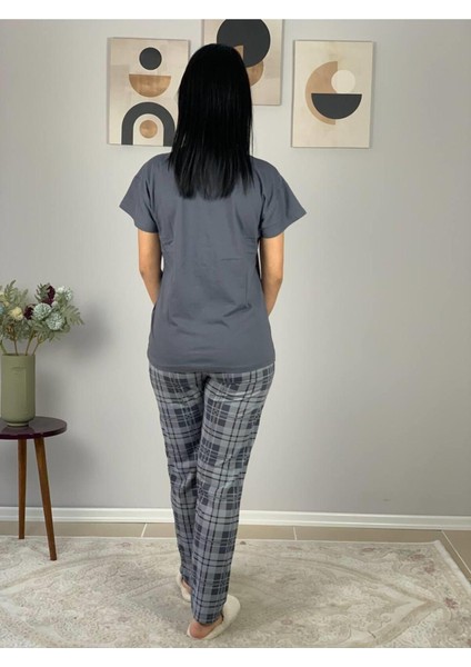 Kadın Girl Friend Motifli Pijama Takımı (Gri) Gri Bayan L