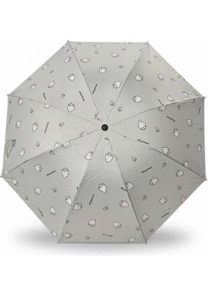 Sevimli Çilek Desenli Kompakt Şemsiye, Çantaya Uygun ve Hafif Yağmur Koruyucu