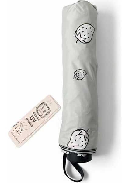 Sevimli Çilek Desenli Kompakt Şemsiye, Çantaya Uygun ve Hafif Yağmur Koruyucu fiyatları