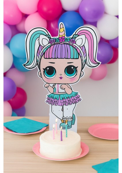 Ayaklı Pano Lol Bebek Unicorn Temalı 50X30 cm Doğum Günü Masa Dekoru Oda Süsü fiyatları