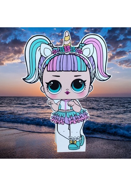 Ayaklı Pano Lol Bebek Unicorn Temalı 50X30 cm Doğum Günü Masa Dekoru Oda Süsü fırsatları