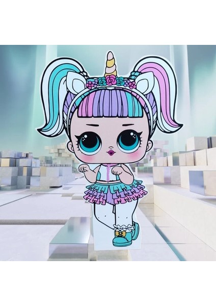 Ayaklı Pano Lol Bebek Unicorn Temalı 50X30 cm Doğum Günü Masa Dekoru Oda Süsü