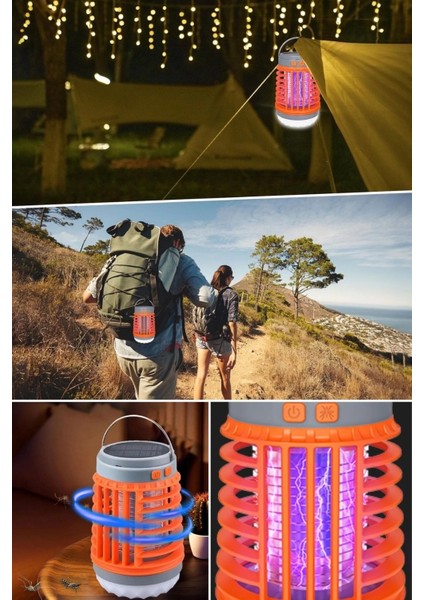 Askılı Solar Enerji Ile Şarj Olabilen Sinek Öldürücü Kamp Feneri Işıldak