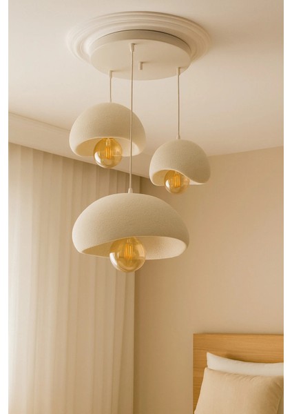 Kaya Trio 3’lü Modern Sarkıt Avize – Mat Beyaz