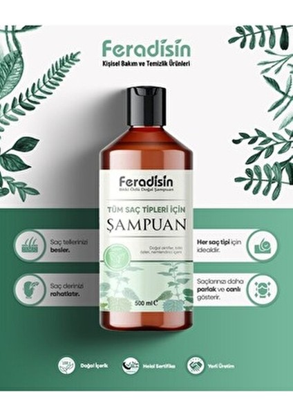 Tüm Saç Tipleri İçin Besleyici Bitki Özlü Şampuan 500 ml Erkek Kullanıcılar İçin