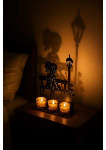 Rustik Metal Siluet Dekor – Bankta Kız ve Kedi Tasarımı, Retro Ev Aksesuarı indirimleri