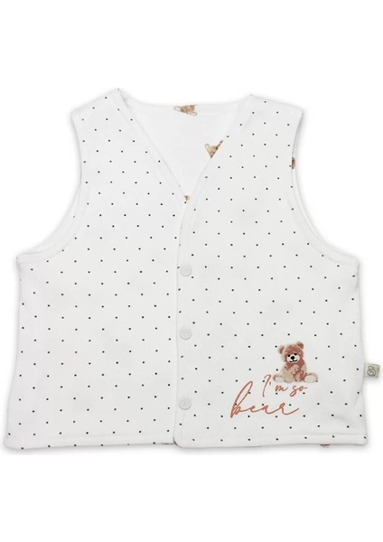 Bistyle I Am So Bear Çift Taraflı Bebe Yelek 18103 Bej Ekru
