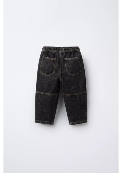 Erkek Çocuk Pamuklu Siyah Denim Jogger Pantolon – Büyük Cepli, Lastik Belli fiyatları