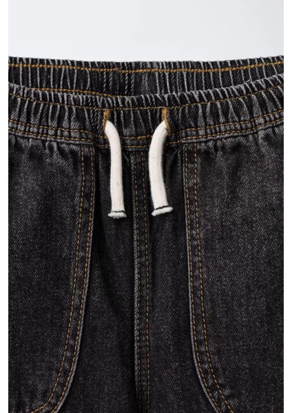Erkek Çocuk Pamuklu Siyah Denim Jogger Pantolon – Büyük Cepli, Lastik Belli modelleri