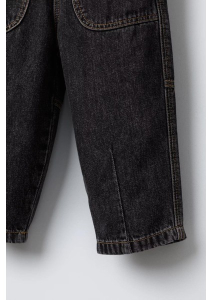 Erkek Çocuk Pamuklu Siyah Denim Jogger Pantolon – Büyük Cepli, Lastik Belli fırsatları