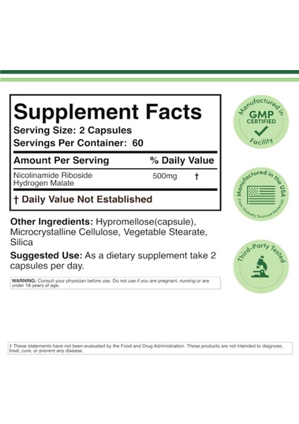 Nr (Nicotinamide Riboside) Hydrogen Malate 120 Capsul. fiyatları