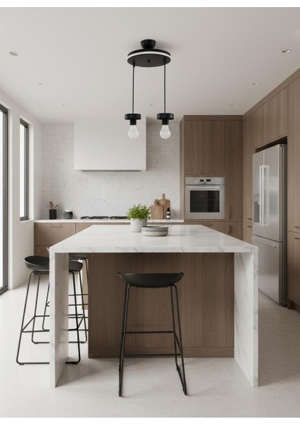 Salon/oturma Odası /mutfak/hol Beyaz Neon Ledli Siyah Metal 2'li Sarkıt Avize fiyatları