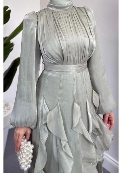 Noveline Eteği Fırfırlı Jan Jan Abiye Mint fırsatları