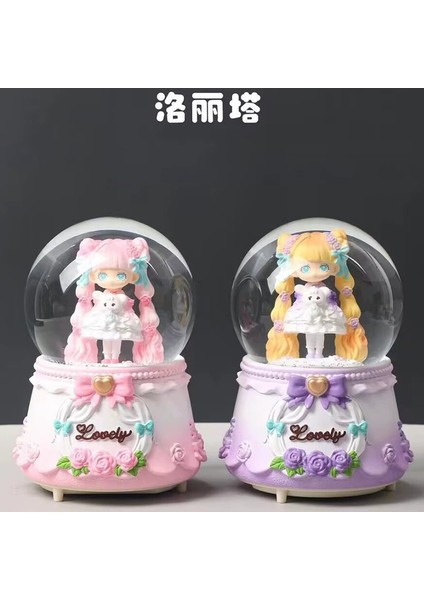 Çiçekli Sevimli Kız Büyük Boy Püskürtmeli Müzikli Işıklı Kar Küresi fiyatları