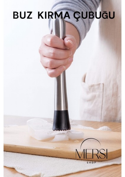 Paslanmaz Çelik Buz Kırma Çubuğu | Kokteyl ve Meyve Ezmeli Bar Muddler Ezici Aparat