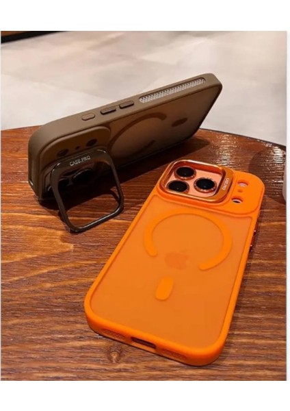 Apple Iphone 17 Pro Max ile Uyumlu Mat Serisi Standlı Kapak Magsafe Kılıf +Lens Koruma . fırsatları