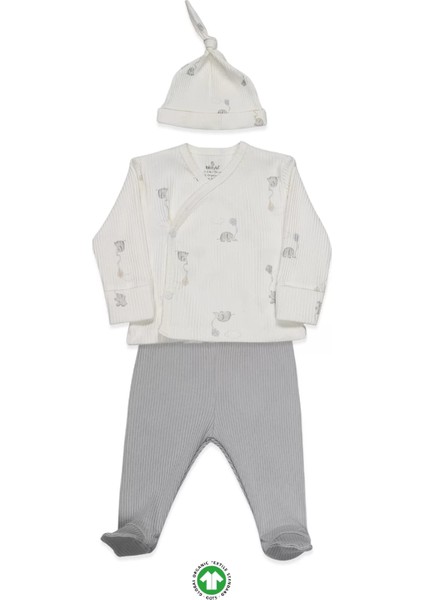 Bistyle Flying Elephant 3'lü Zıbın Takım 13111 Ekru Gri