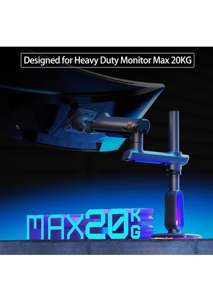 North Bayou G80 F7-Gaming, 2-20 kg Uyumlu, 27INCH-60INCH Aralığında Büyük Ekranlar Için Rgb Aydınlatmalı Profesyonel Ergonomik Oyuncu Monitör Standı ve Iş Monitör Standı indirimleri