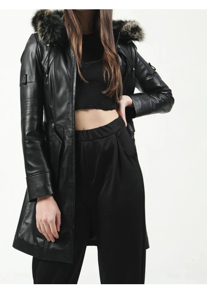 hakiki deri kaban trençkot kapşonlu gerçek kürk deri kaban fiyatları