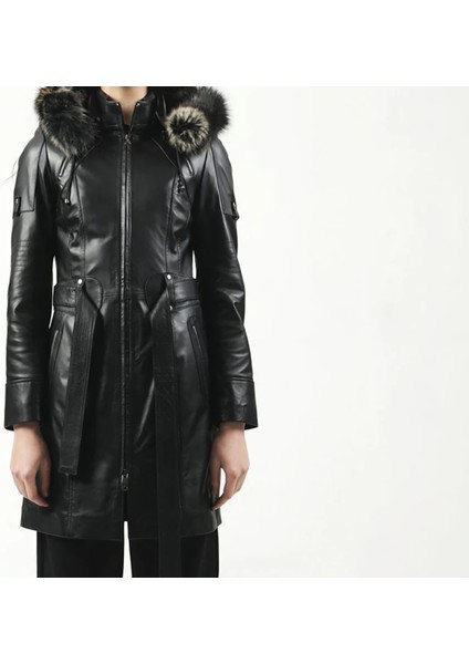 hakiki deri kaban trençkot kapşonlu gerçek kürk deri kaban fırsatları