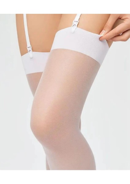 Kadın Beyaz Düz Jartiyer Çorabı TG270435 modelleri