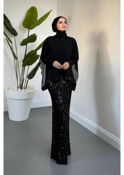 Sorella Pelerinli Altı Payet Abiye Siyah fiyatları