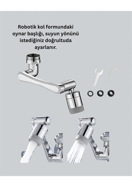 2 Modlu 1080° Dönebilen Musluk Başlığı Esnek 3 Eklemli Hareketli Tasarım fırsatları