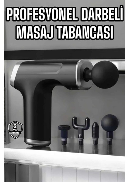 Masaj Tabancası 4 Başlıklı Kas ve Vücut Ağrıları Için Şarjlı Darbeli