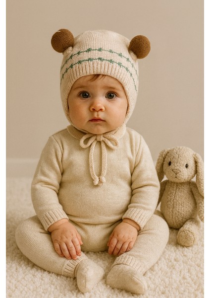 Dış Kısmı Örgü Iç Kısmı %100 Pamuk Bebek Bere