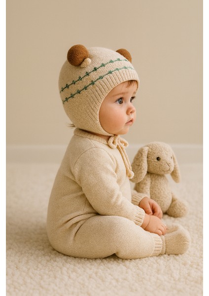 Dış Kısmı Örgü Iç Kısmı %100 Pamuk Bebek Bere modelleri