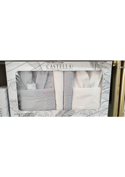 Castella 8 Parça %100 Pamuk Kutulu Çeyizlik Aile Bornoz Seti | Bornoz Takımı | Çeyiz Seti fiyatları
