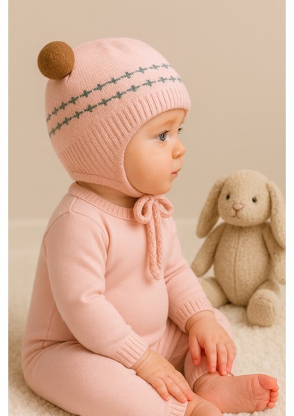 Dış Kısmı Örgü Iç Kısmı %100 Pamuk Bebek Bere