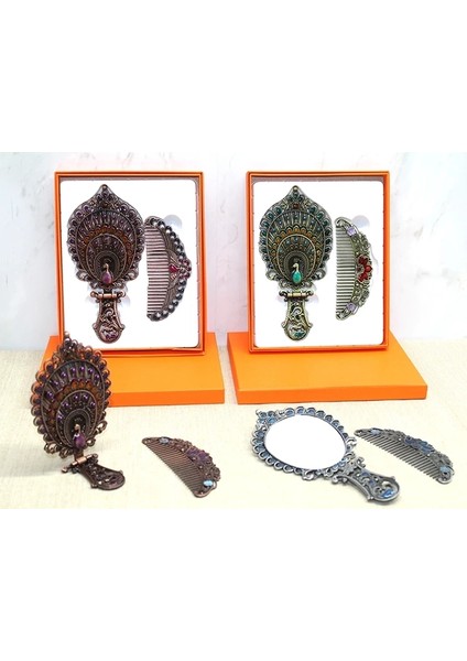 Tavuskuşu Katlanabilir Ayna ve Tarak Seti Orta Boy ALK4984