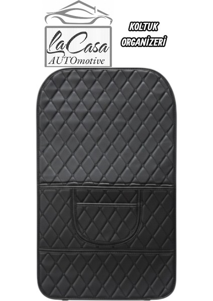 AUTOmotive Oto Koltuk Arkası Suni Deri Kapitoneli Organizer Siyah (1ADET )