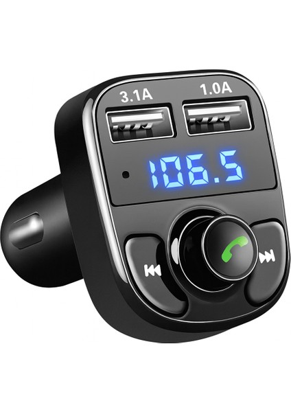 X8A Fm Transmitter Bluetooth Araç Çakmaklık Çift USB Şarj Cihazı fırsatları