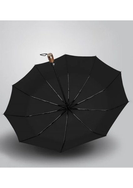 Rüzgar Dayanıklı Ahşap Saplı 10 Tel Şemsiye, Siyah modelleri