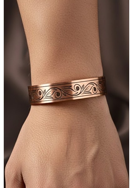 Desenli Dualı Bakır Bileklik Felak, Nas, Celcelutiye ve Hz. Süleyman Mühürlü Koruyucu Lazer Kazımalı modelleri