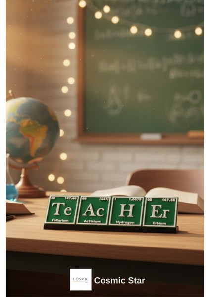 Periyodik Tablo Temalı Teacher Yazılı Öğretmenler Günü Hediyesi | Kimya Fen Öğretmeni Masaüstü Dekor