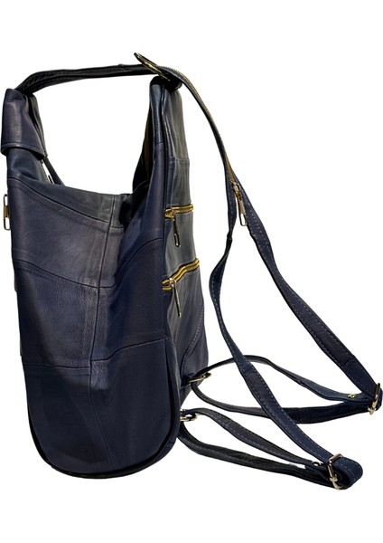 Kadın Hakiki Deri Maymun Model Sırt Çantası Mavi fırsatları