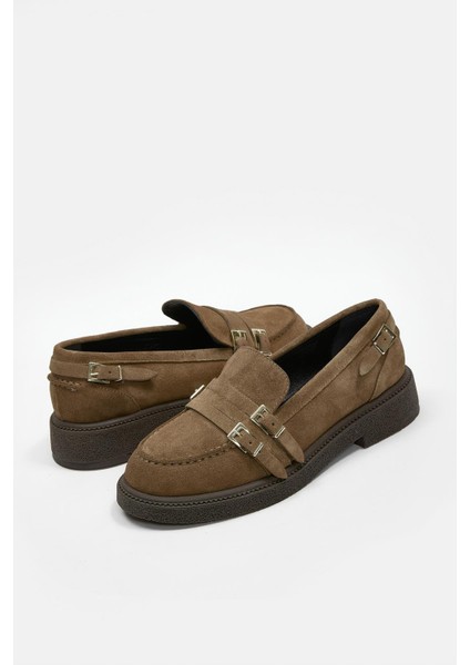 Jayla Taba Süet Hakiki Deri Kadın Loafer