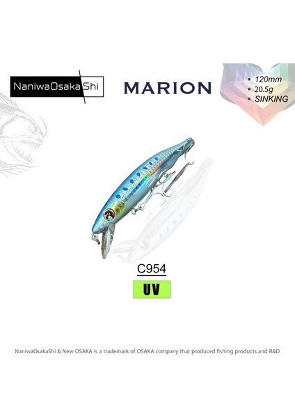 Naniwa Osaka Shi MARION 120MM 20,5GR Sinking Maket Yem indirimleri
