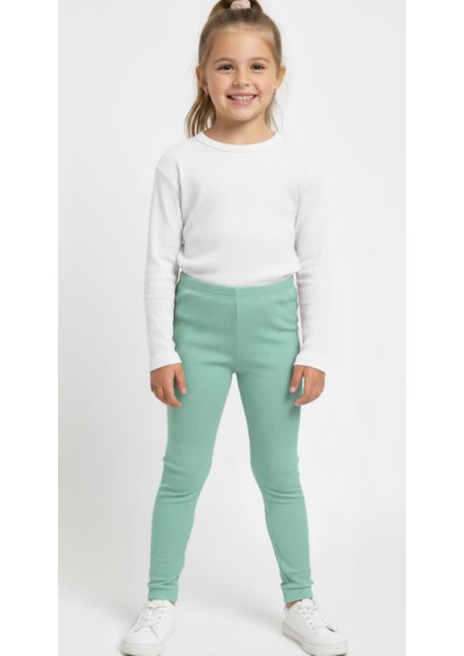 Kız Çocuk Pamuklu Likralı Şardonlu Mevsimlik Tayt