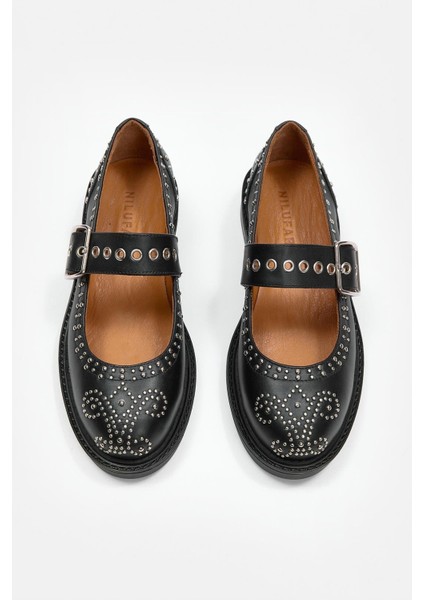 Mirabel Siyah Hakiki Deri Troklu Kadın Loafer