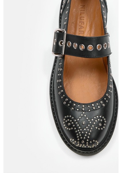 Mirabel Siyah Hakiki Deri Troklu Kadın Loafer modelleri